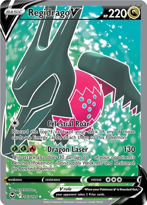 Regidrago V Full Art #183/195 Holofoil Pokémon card from Silver Tempest