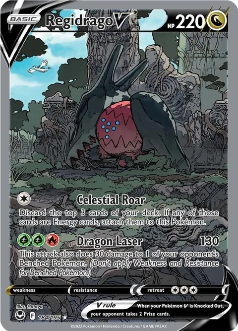 Regidrago V Alt Art #184/195 Holofoil Pokémon card from Silver Tempest