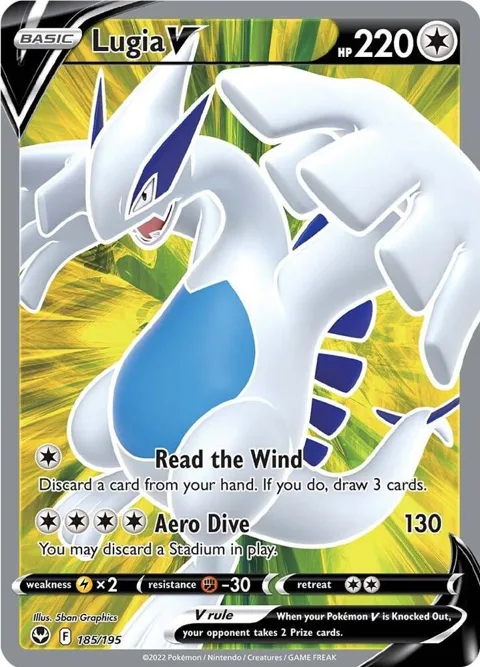 Lugia V Full Art #185/195 Holofoil Pokémon card from Silver Tempest