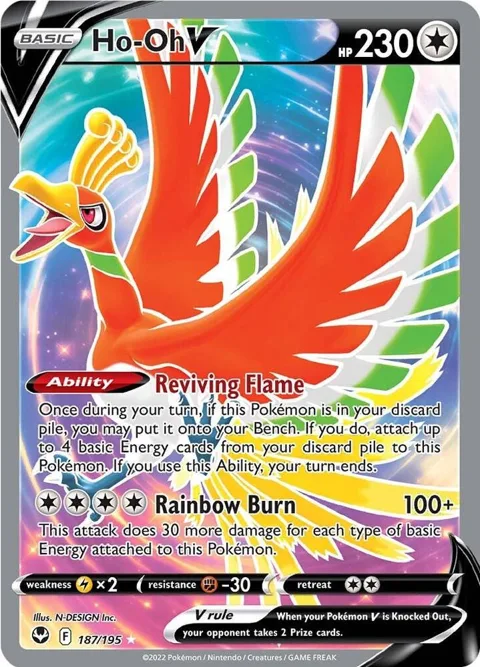 Ho-Oh V Full Art #187/195 Holofoil Pokémon card from Silver Tempest