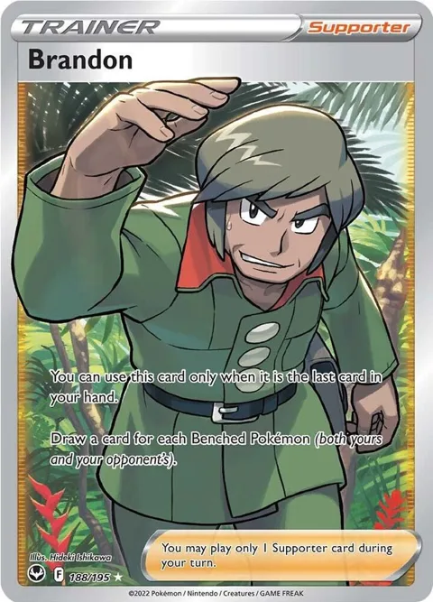 Brandon Full Art #188/195 Holofoil Pokémon card from Silver Tempest