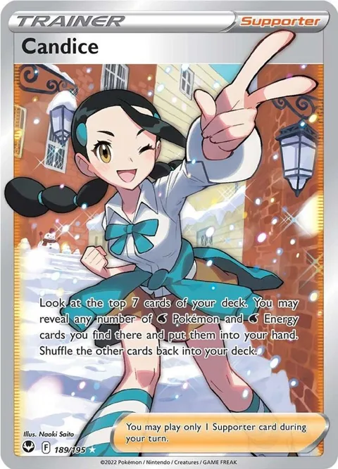 Candice Full Art #189/195 Holofoil Pokémon card from Silver Tempest