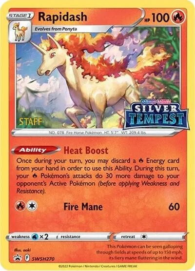Rapidash - SWSH270 Prerelease [STAFF] #SWSH270 Holofoil Pokémon card from Sword & Shield Promo Cards