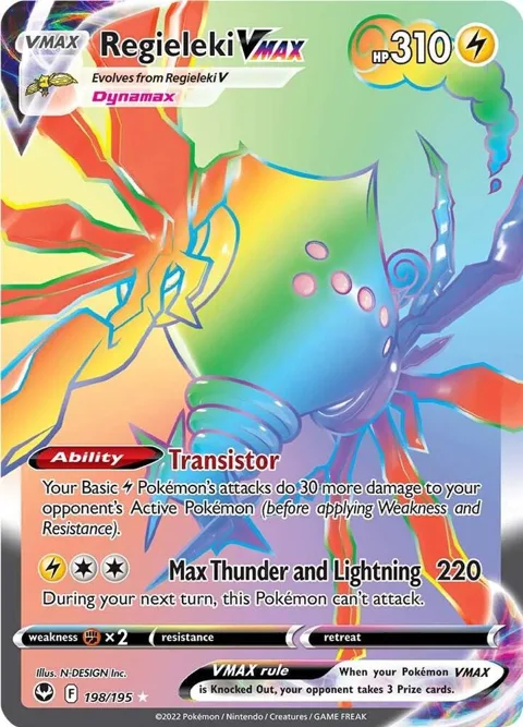 Regieleki VMAX Secret Rare #198/195 Holofoil Pokémon card from Silver Tempest