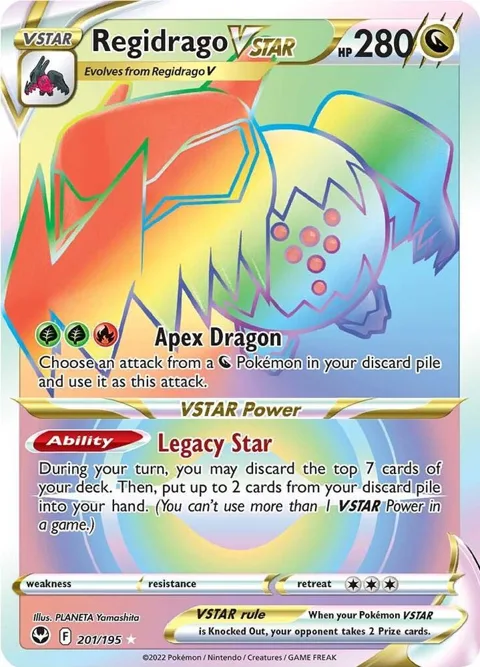 Regidrago VSTAR Secret Rare #201/195 Holofoil Pokémon card from Silver Tempest