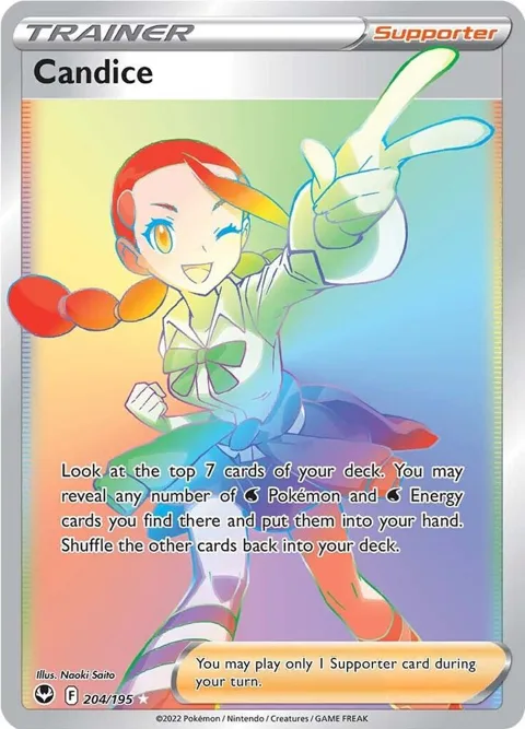 Candice Secret Rare #204/195 Holofoil Pokémon card from Silver Tempest