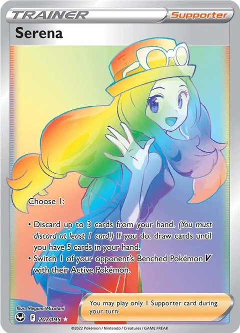 Serena Secret Rare #207/195 Holofoil Pokémon card from Silver Tempest