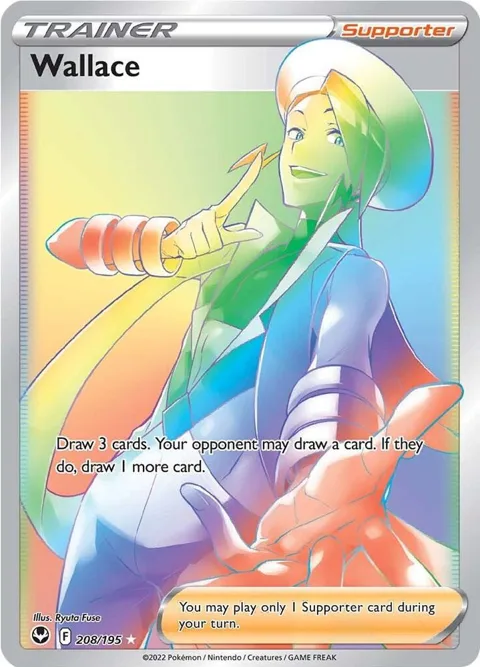 Wallace Secret Rare #208/195 Holofoil Pokémon card from Silver Tempest