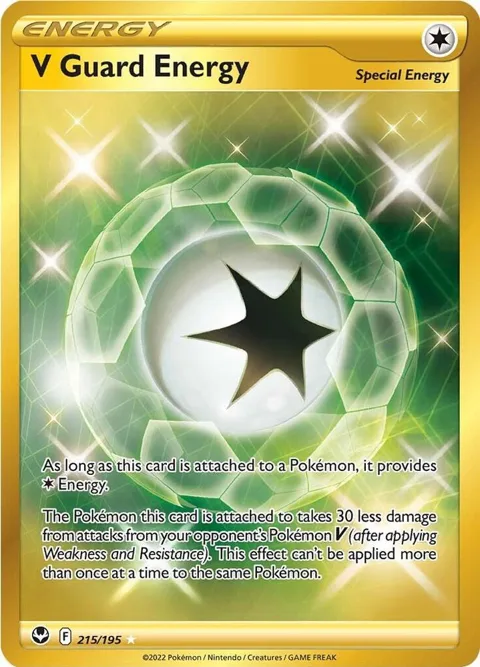 V Guard Energy Secret Rare #215/195 Holofoil Pokémon card from Silver Tempest
