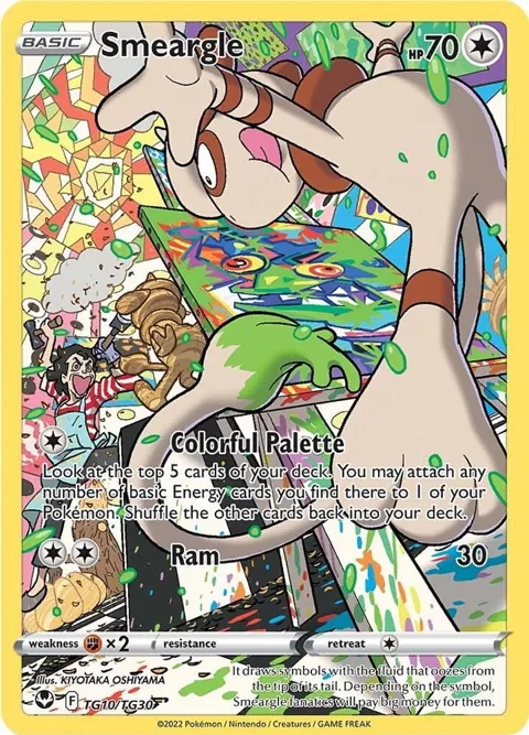 Smeargle #TG10/TG30 Holofoil Pokémon card from Silver Tempest Trainer Gallery