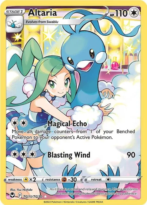 Altaria #TG11/TG30 Holofoil Pokémon card from Silver Tempest Trainer Gallery