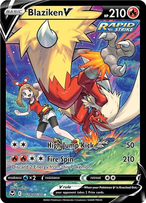 Blaziken V #TG14/TG30 Holofoil Pokémon card from Silver Tempest Trainer Gallery