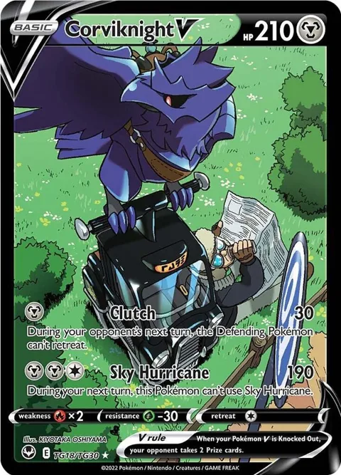 Corviknight V #TG18/TG30 Holofoil Pokémon card from Silver Tempest Trainer Gallery