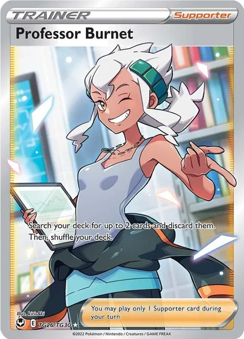 Professor Burnet #TG26/TG30 Holofoil Pokémon card from Silver Tempest Trainer Gallery