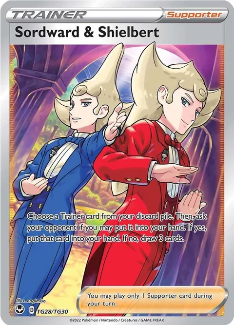 Sordward & Shielbert #TG28/TG30 Holofoil Pokémon card from Silver Tempest Trainer Gallery