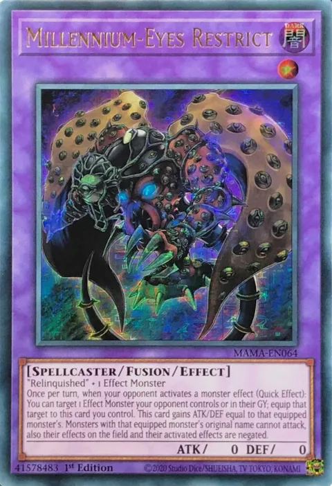 Millennium-Eyes Restrict Ultra Pharaoh's Rare MAMA-EN064 Yu-Gi-Oh card from Magnificent Mavens