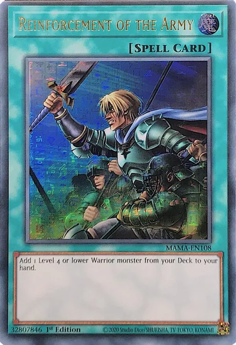 Reinforcement of the Army Ultra Pharaoh's Rare MAMA-EN108 Yu-Gi-Oh card from Magnificent Mavens