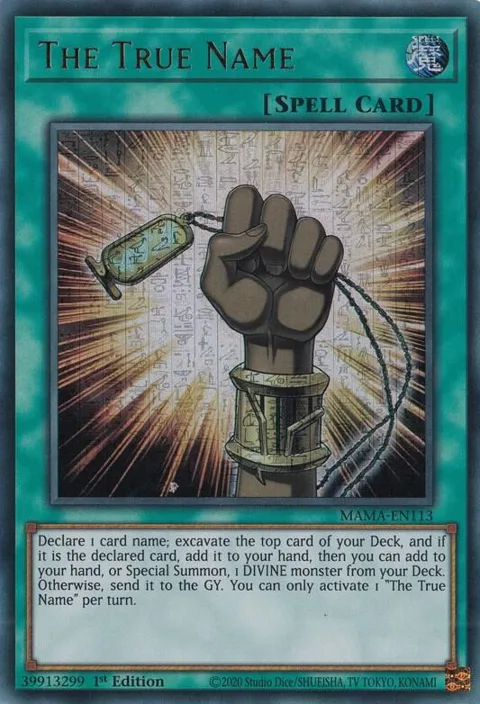 The True Name Ultra Pharaoh's Rare MAMA-EN113 Yu-Gi-Oh card from Magnificent Mavens