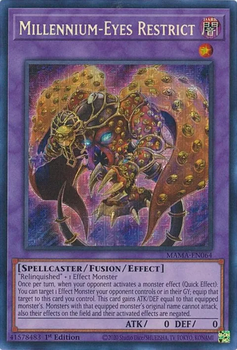 Millennium-Eyes Restrict Secret Pharaoh's Rare MAMA-EN064 Yu-Gi-Oh card from Magnificent Mavens