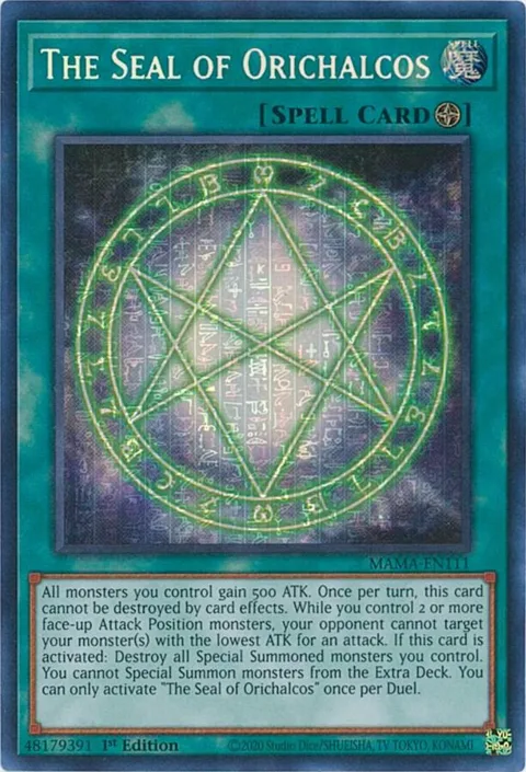 The Seal of Orichalcos Secret Pharaoh's Rare MAMA-EN111 Yu-Gi-Oh card from Magnificent Mavens
