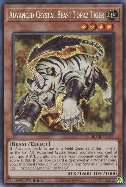 Advanced Crystal Beast Topaz Tiger BLCR-EN013 Yu-Gi-Oh card from Battles of Legend: Crystal Revenge
