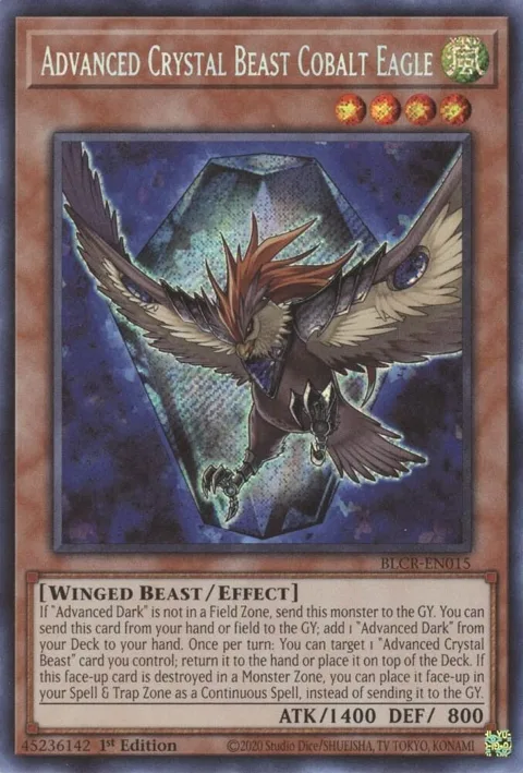 Advanced Crystal Beast Cobalt Eagle BLCR-EN015 Yu-Gi-Oh card from Battles of Legend: Crystal Revenge