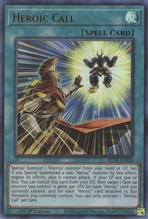 Heroic Call BLCR-EN026 Yu-Gi-Oh card from Battles of Legend: Crystal Revenge