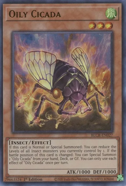 Oily Cicada BLCR-EN027 Yu-Gi-Oh card from Battles of Legend: Crystal Revenge