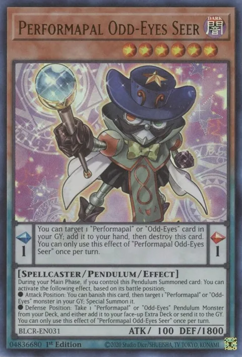 Performapal Odd-Eyes Seer BLCR-EN031 Yu-Gi-Oh card from Battles of Legend: Crystal Revenge