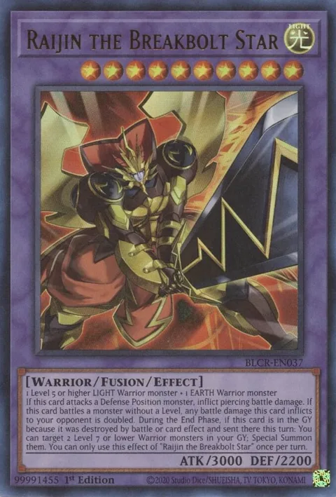 Raijin the Breakbolt Star BLCR-EN037 Yu-Gi-Oh card from Battles of Legend: Crystal Revenge