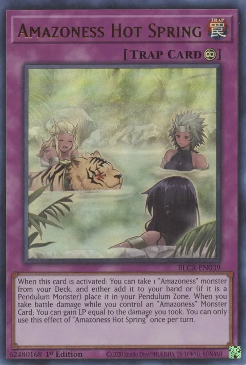 Amazoness Hot Spring BLCR-EN039 Yu-Gi-Oh card from Battles of Legend: Crystal Revenge