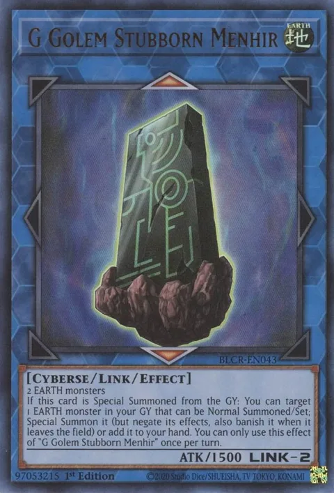 G Golem Stubborn Menhir BLCR-EN043 Yu-Gi-Oh card from Battles of Legend: Crystal Revenge