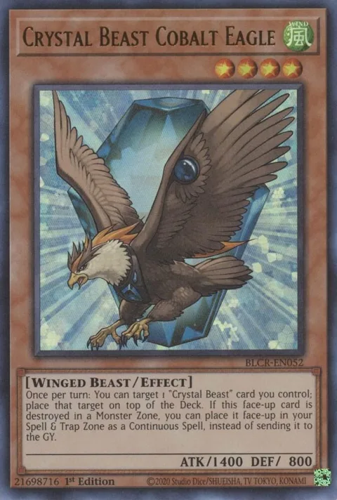 Crystal Beast Cobalt Eagle BLCR-EN052 Yu-Gi-Oh card from Battles of Legend: Crystal Revenge