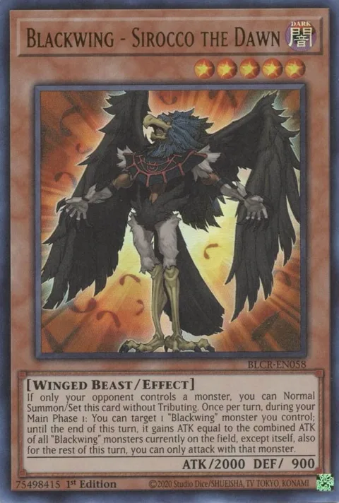 Blackwing - Sirocco the Dawn BLCR-EN058 Yu-Gi-Oh card from Battles of Legend: Crystal Revenge