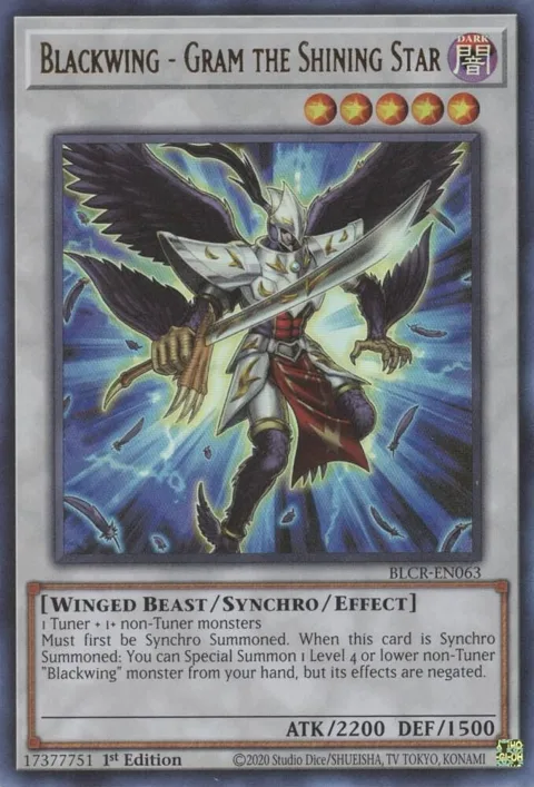 Blackwing - Gram the Shining Star BLCR-EN063 Yu-Gi-Oh card from Battles of Legend: Crystal Revenge