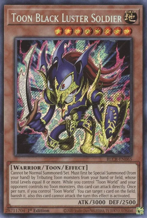 Toon Black Luster Soldier BLCR-EN065 Yu-Gi-Oh card from Battles of Legend: Crystal Revenge