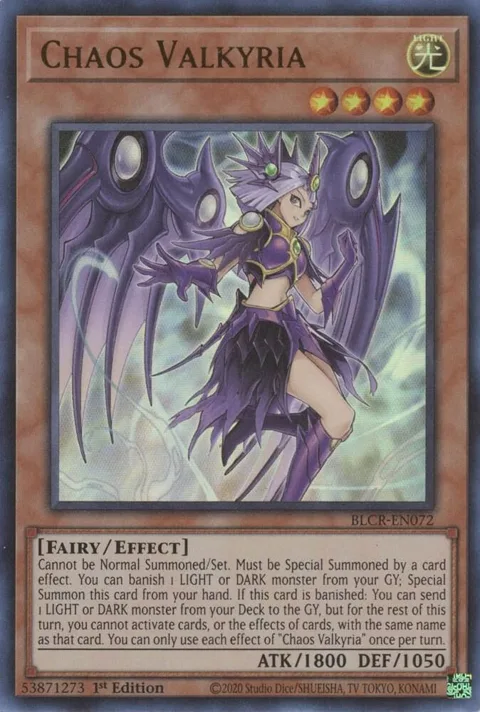 Chaos Valkyria BLCR-EN072 Yu-Gi-Oh card from Battles of Legend: Crystal Revenge
