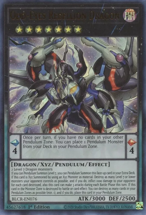 Odd-Eyes Rebellion Dragon BLCR-EN076 Yu-Gi-Oh card from Battles of Legend: Crystal Revenge
