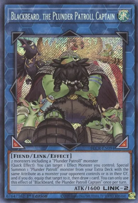 Blackbeard, the Plunder Patroll Captain BLCR-EN094 Yu-Gi-Oh card from Battles of Legend: Crystal Revenge