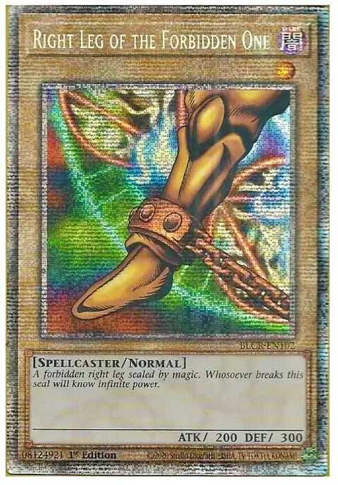 Right Leg of the Forbidden One Starlight Rare BLCR-EN102 Yu-Gi-Oh card from Battles of Legend: Crystal Revenge