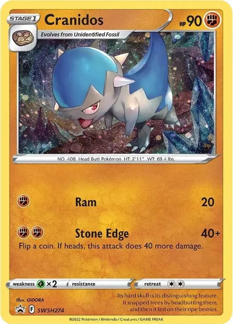 Cranidos #SWSH274 Holofoil Pokémon card from Sword & Shield Promo Cards