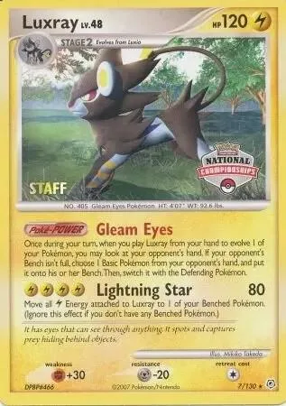 Luxray - 7/130 National Championships [Staff] #007/130 Pokémon card from League & Championship Cards