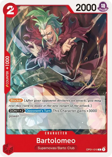 Bartolomeo OP01-019 One Piece card from Romance Dawn