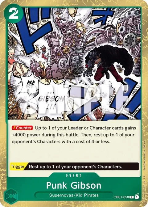 Punk Gibson OP01-058 One Piece card from Romance Dawn