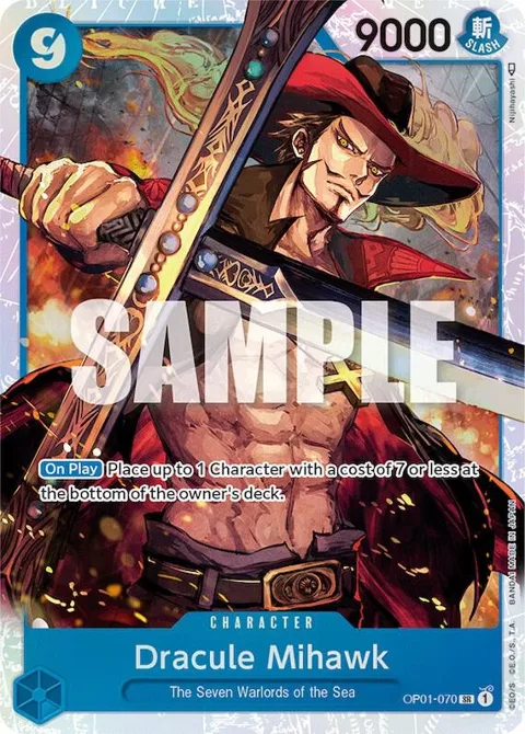 Dracule Mihawk OP01-070 One Piece card from Romance Dawn