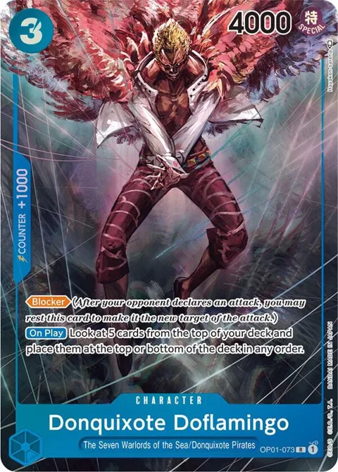 Donquixote Doflamingo Alt Art OP01-073 One Piece card from Romance Dawn
