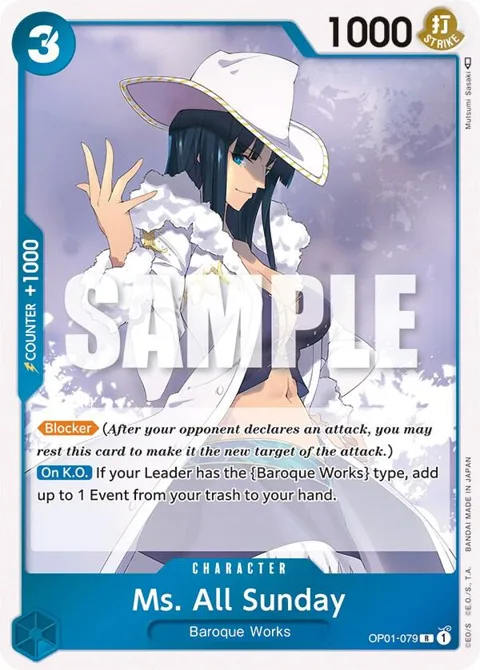 Ms. All Sunday OP01-079 One Piece card from Romance Dawn