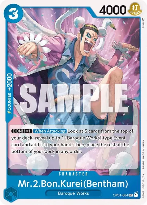Mr.2.Bon.Kurei Bentham OP01-084 One Piece card from Romance Dawn