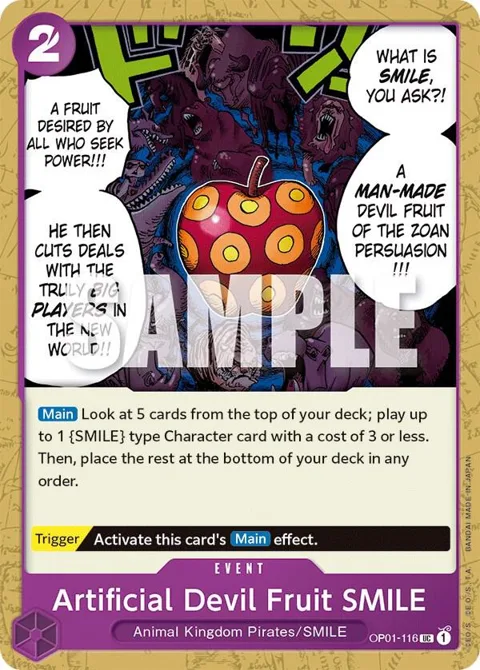 Artificial Devil Fruit SMILE OP01-116 One Piece card from Romance Dawn