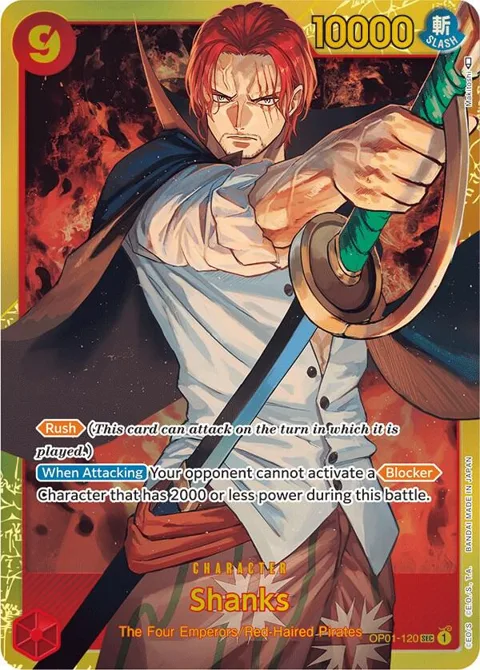 Shanks OP01-120 One Piece card from Romance Dawn